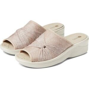 Bzees  Smile II Slides Barley Beige Sz 8.5 Sandals Shoes, Knotted bow, Excellent